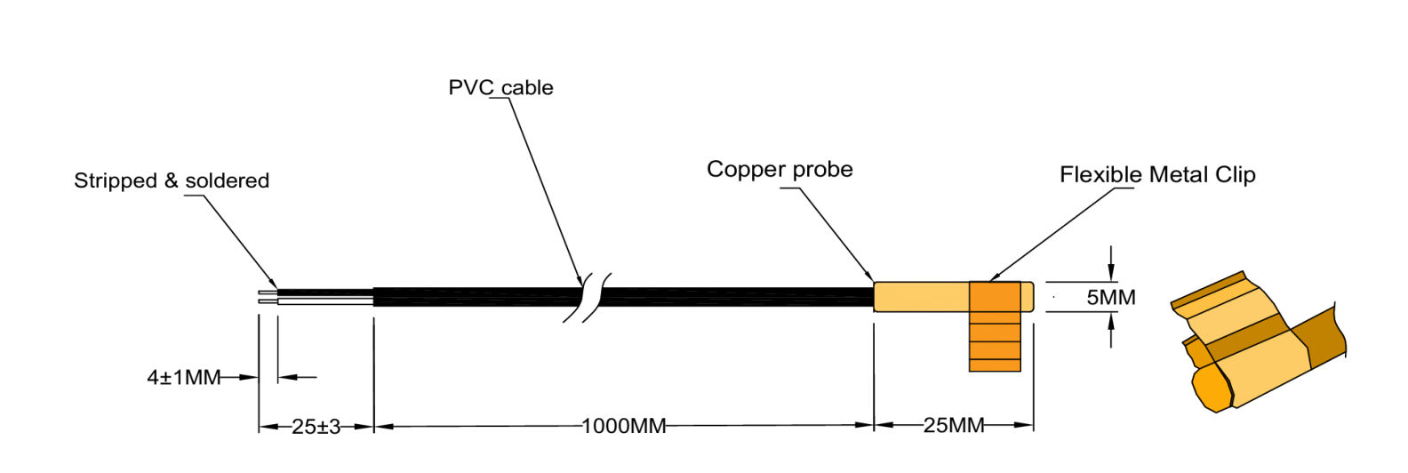 حساس حرارة بمقاومة حرارية NTC 5kΩ — لأنظمة HVAC, مسبار نحاسي