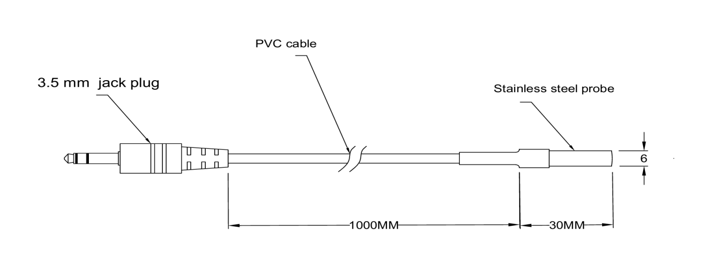 حساس حرارة بمقاومة حرارية NTC 10kΩ — غلاف SS304, موصل جاك 3.5mm